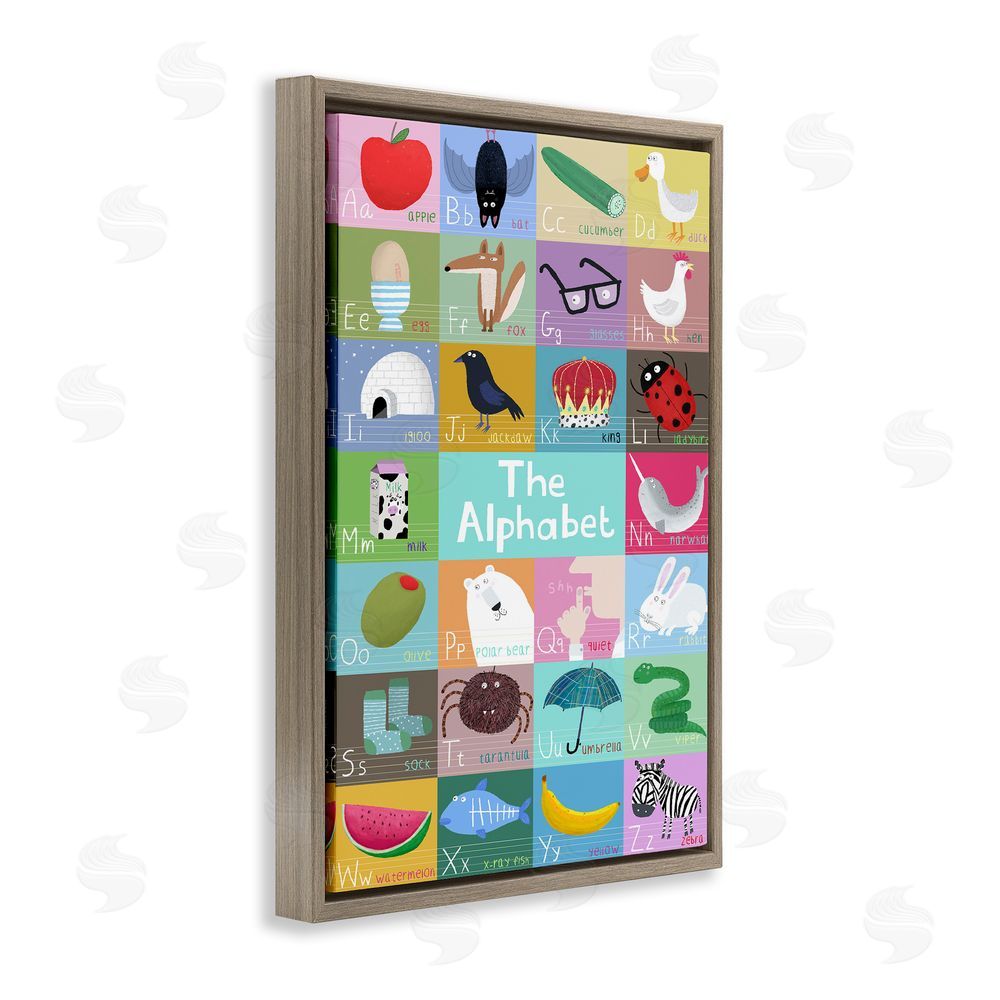 Carla Daly First Words Alphabet Brown Floating Frame Canvas Wall Art Print