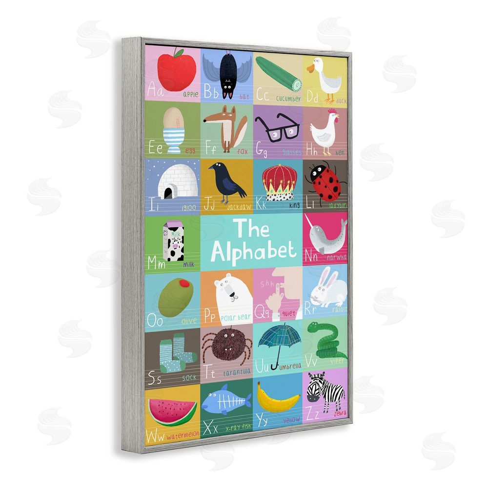 Carla Daly First Words Alphabet Gray Framed Giclee Wall Art Print