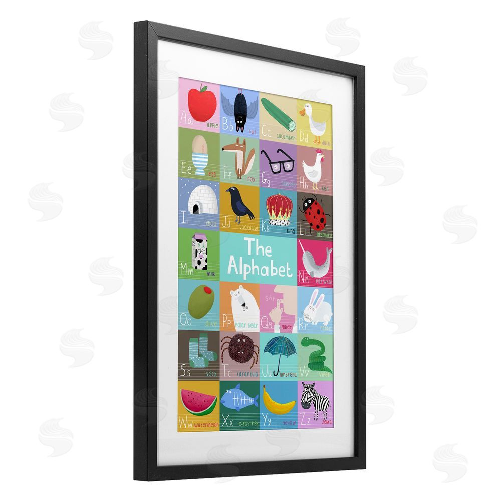 Carla Daly First Words Alphabet Black Framed Print Under Glass Wall Art