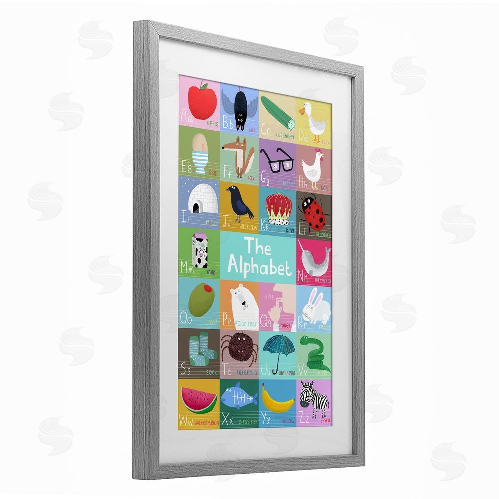 Carla Daly First Words Alphabet Gray Framed Print Under Glass Wall Art