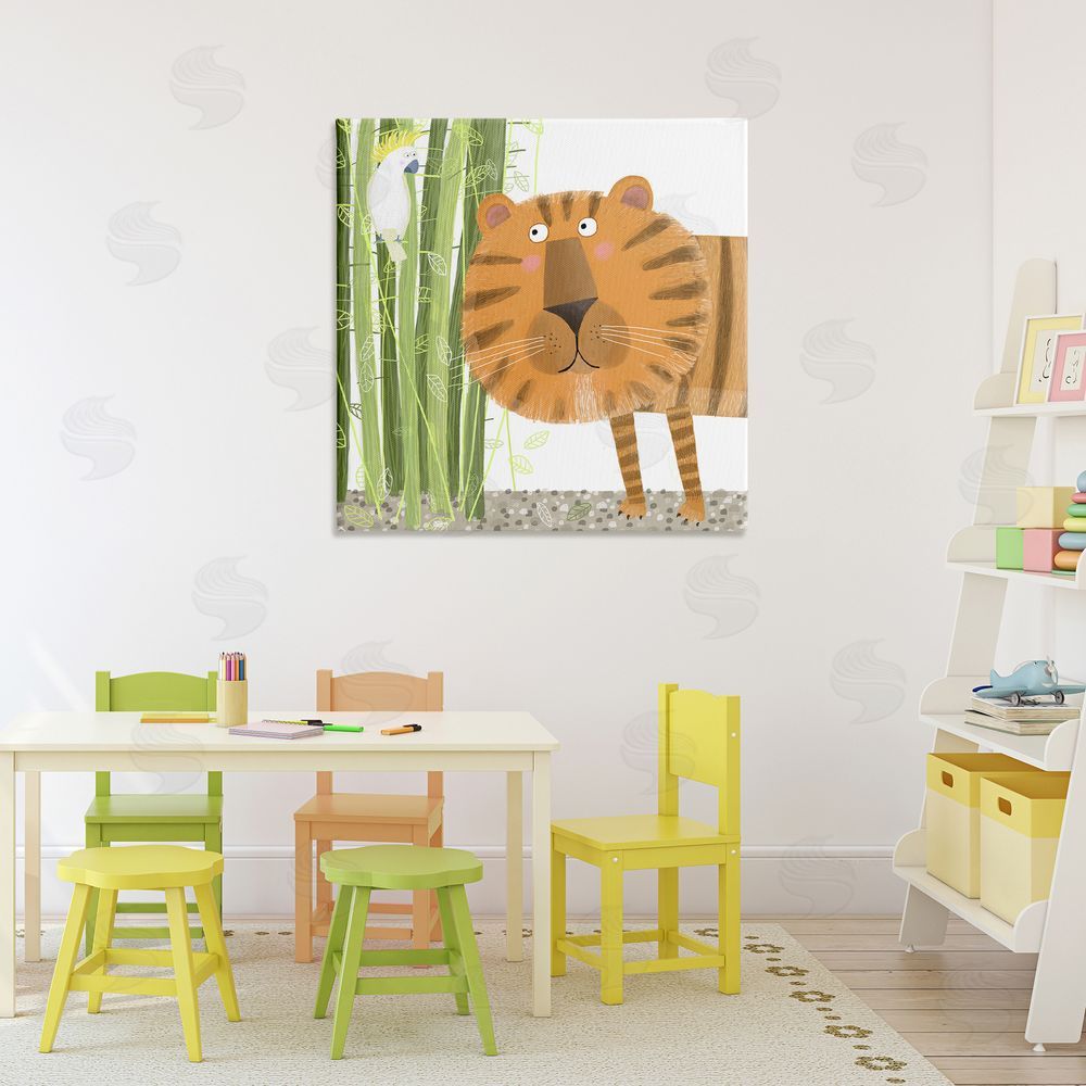 Carla Daly Bamboo Trees & Tiger Stretched Canvas Wall Art in Room