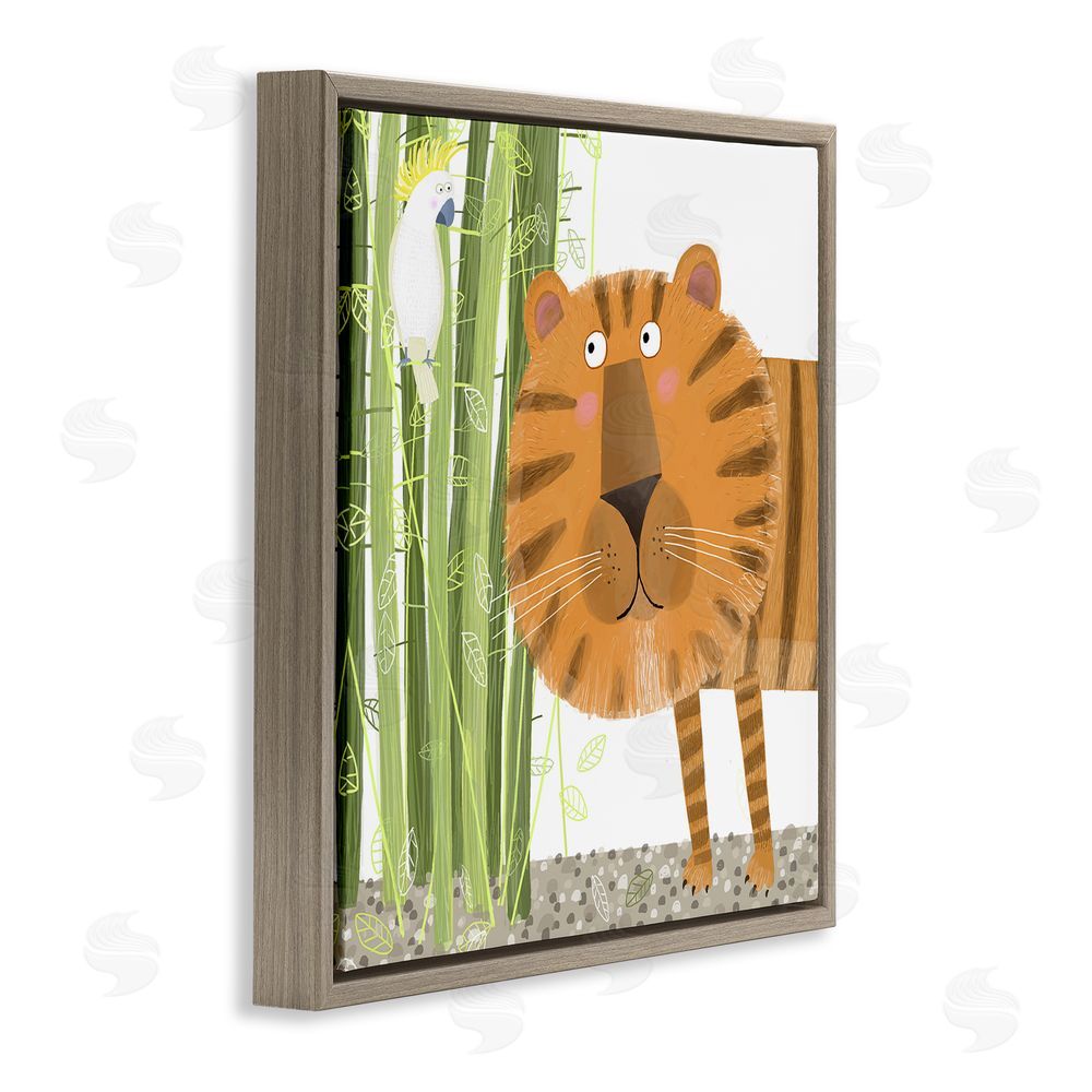 Carla Daly Bamboo Trees & Tiger Brown Floating Frame Canvas Wall Art Print