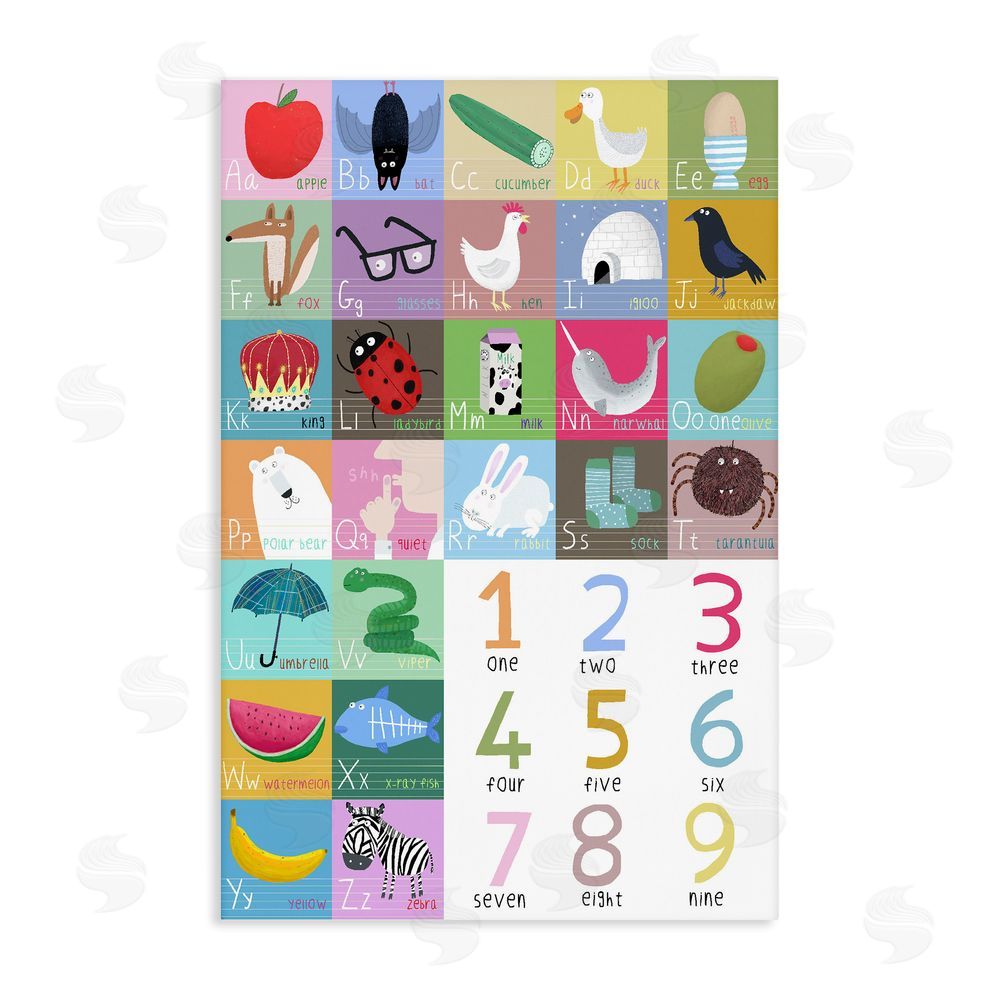 Carla Daly Counting & Alphabet Learning Stretched Canvas Wall Art Print