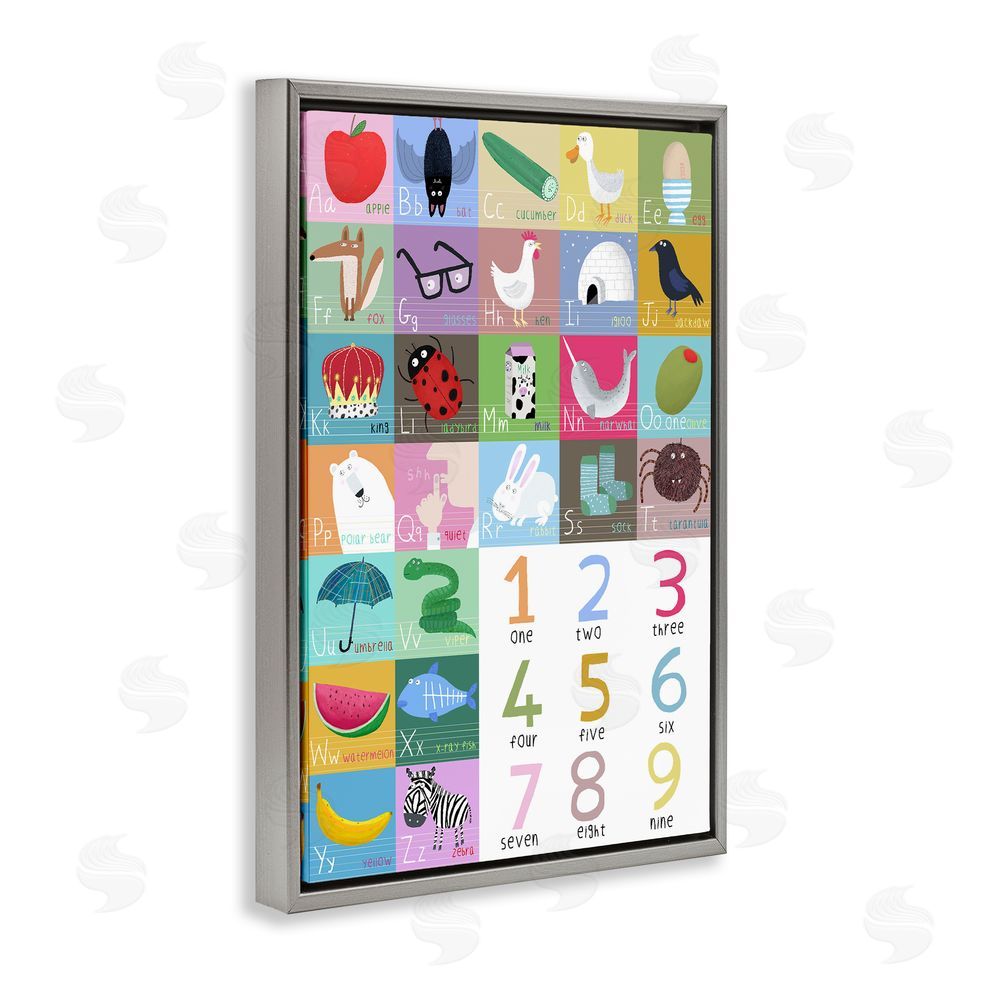 Carla Daly Counting & Alphabet Learning Gray Floating Frame Canvas Wall Art Print