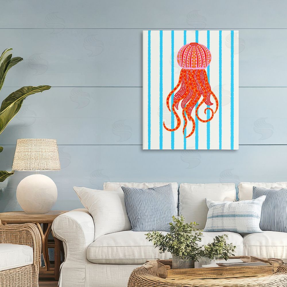 Indira Prieto | IndySign Bright Aquatic Jellyfish on Stripes 