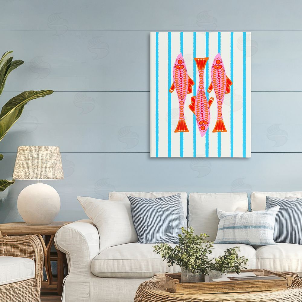 Indira Prieto | IndySign Bright Aquatic Fish on Stripes 