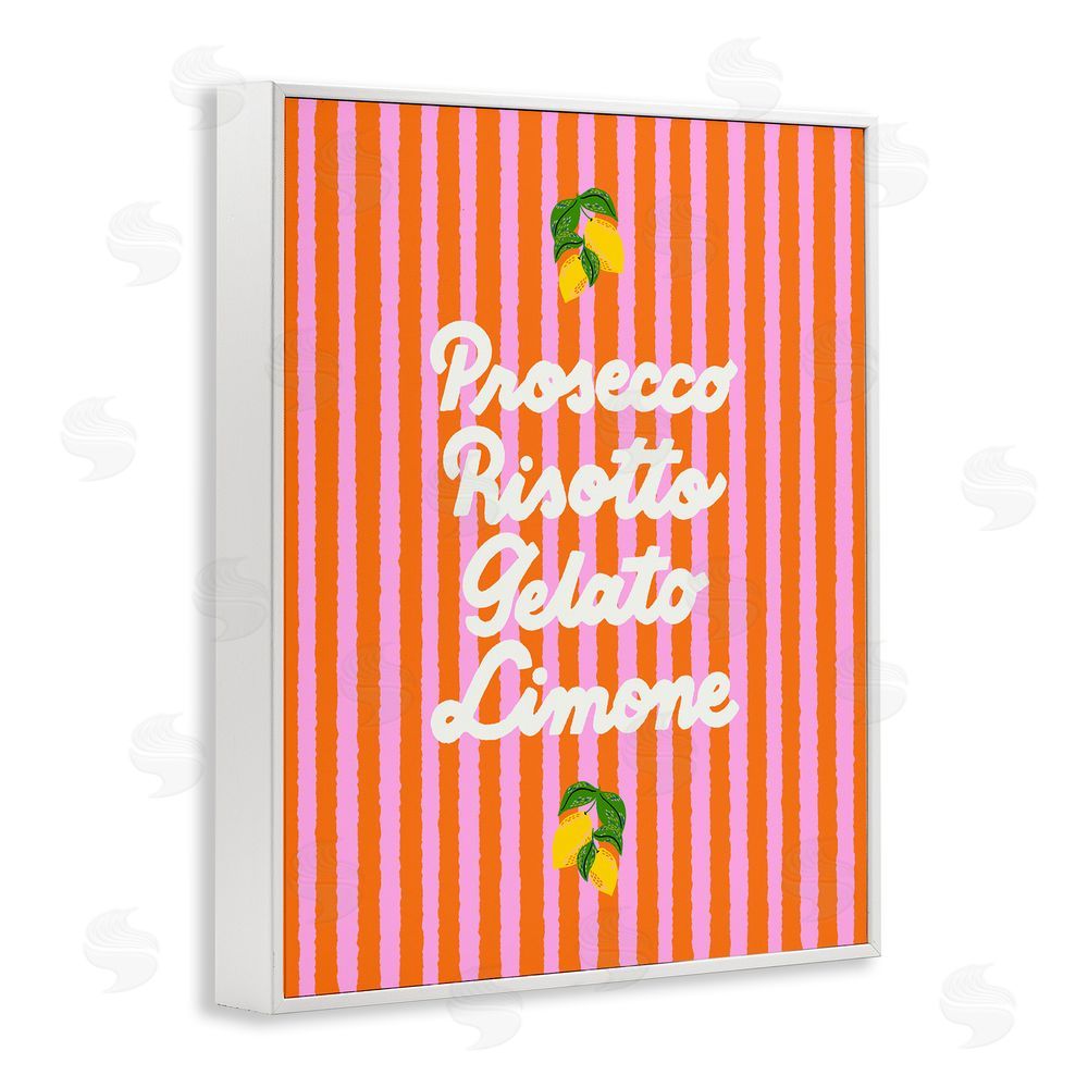 Indira Prieto | IndySign Italian Enjoyment over Stripes White Framed Giclee Wall Art Print