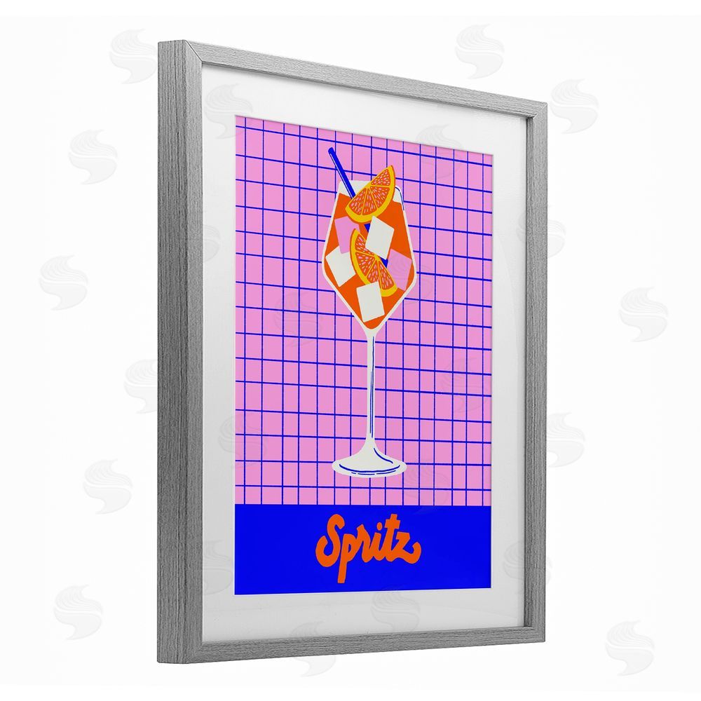 Indira Prieto | IndySign Colorful Summer Spritz Drink Gray Framed Print Under Glass Wall Art