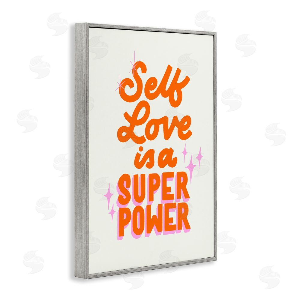 Indira Prieto | IndySign Self Love Is Superpower Gray Framed Giclee Wall Art Print