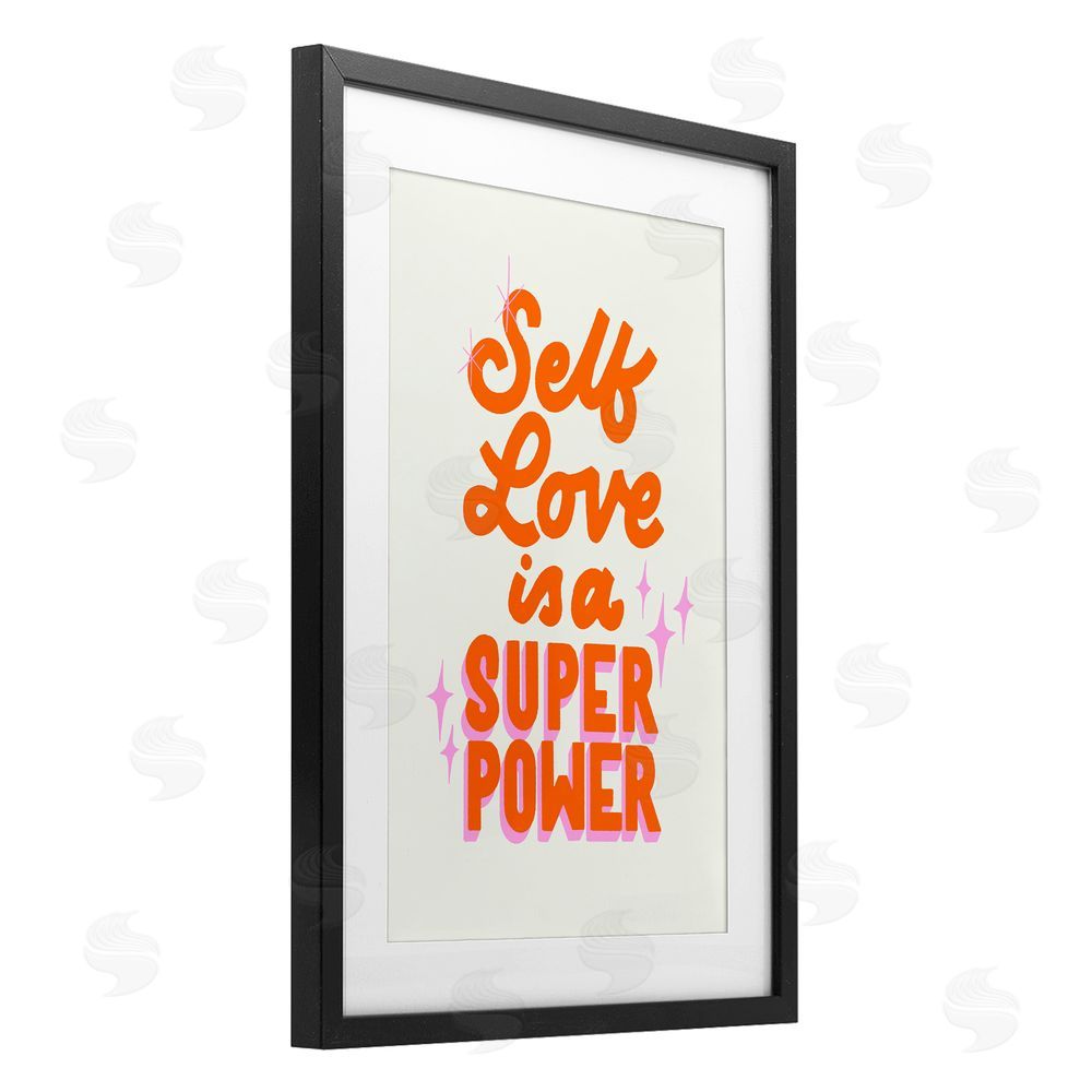 Indira Prieto | IndySign Self Love Is Superpower Black Framed Print Under Glass Wall Art