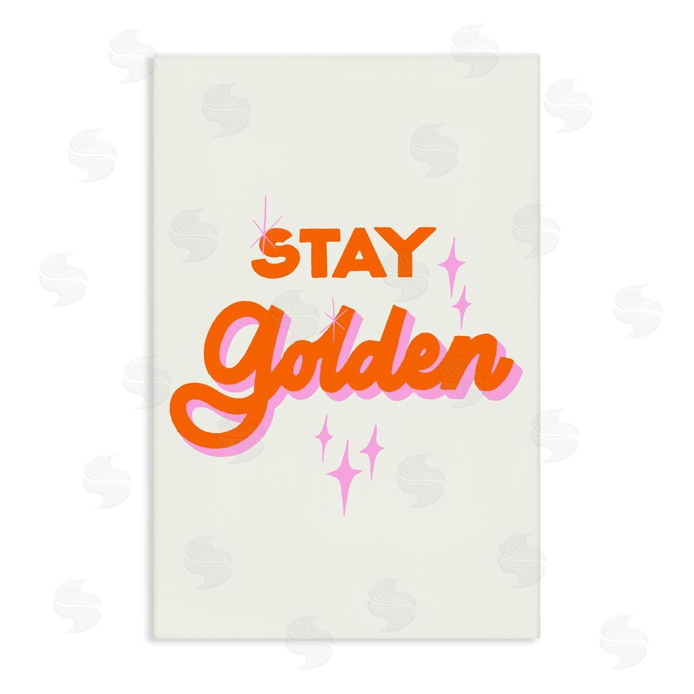 Indira Prieto | IndySign Stay Golden Retro Letters Stretched Canvas Wall Art Print