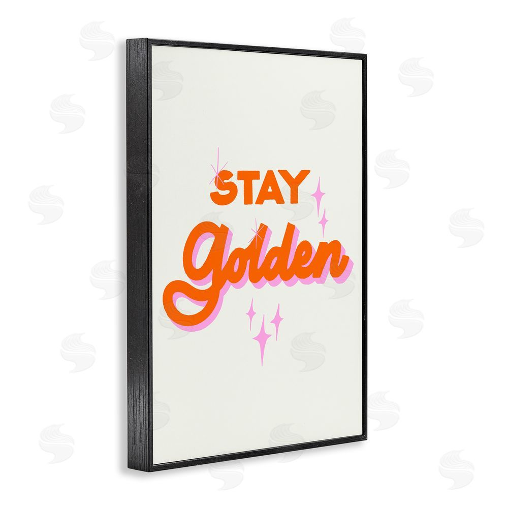 Indira Prieto | IndySign Stay Golden Retro Letters Black Framed Giclee Wall Art Print