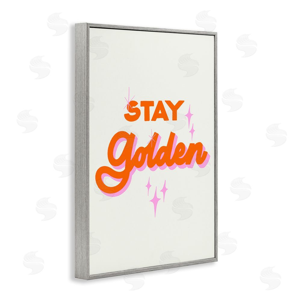 Indira Prieto | IndySign Stay Golden Retro Letters Gray Framed Giclee Wall Art Print