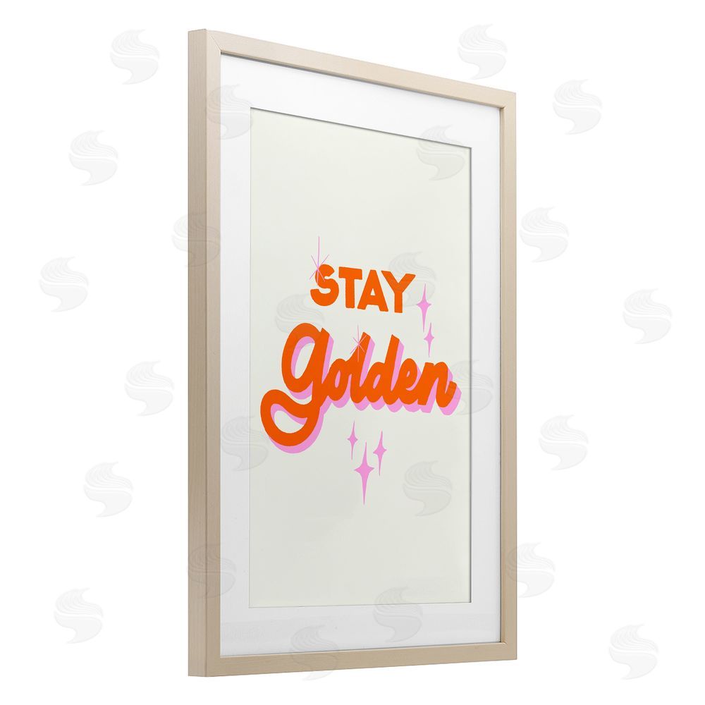 Indira Prieto | IndySign Stay Golden Retro Letters Brown Framed Print Under Glass Wall Art
