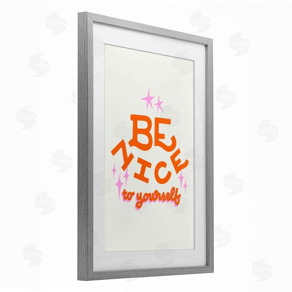 Indira Prieto | IndySign Be Nice To Yourself Gray Framed Print Under Glass Wall Art
