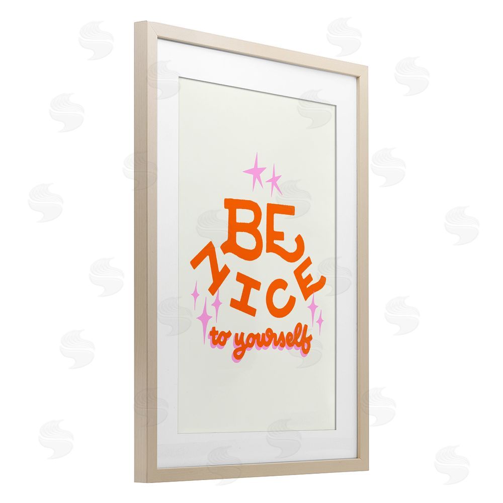 Indira Prieto | IndySign Be Nice To Yourself Brown Framed Print Under Glass Wall Art