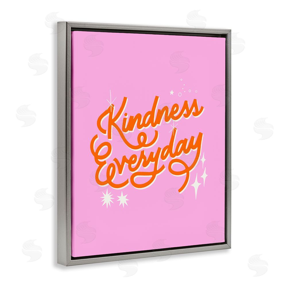 Indira Prieto | IndySign Cursive Kindness Everyday Gray Floating Frame Canvas Wall Art Print