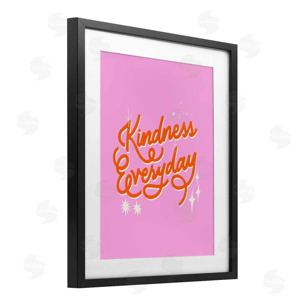 Indira Prieto | IndySign Cursive Kindness Everyday Black Framed Print Under Glass Wall Art