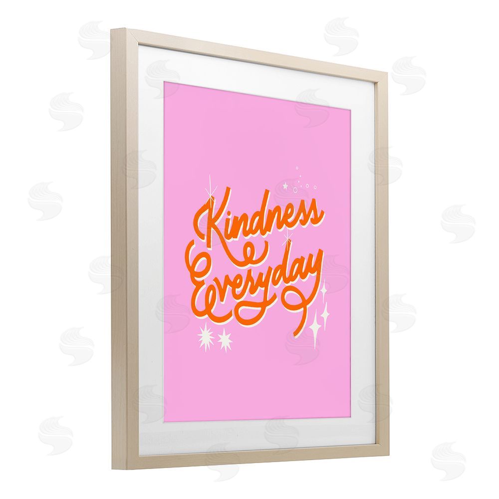 Indira Prieto | IndySign Cursive Kindness Everyday Brown Framed Print Under Glass Wall Art