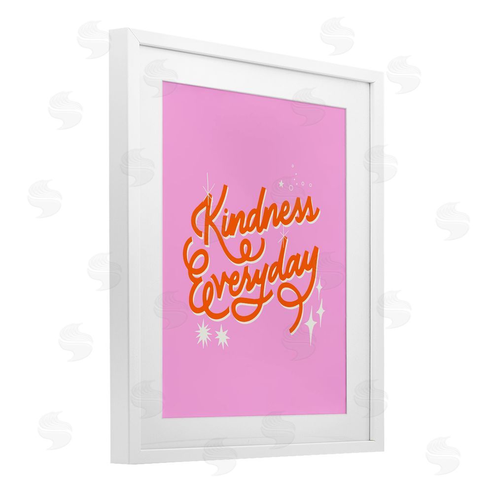 Indira Prieto | IndySign Cursive Kindness Everyday White Framed Print Under Glass Wall Art