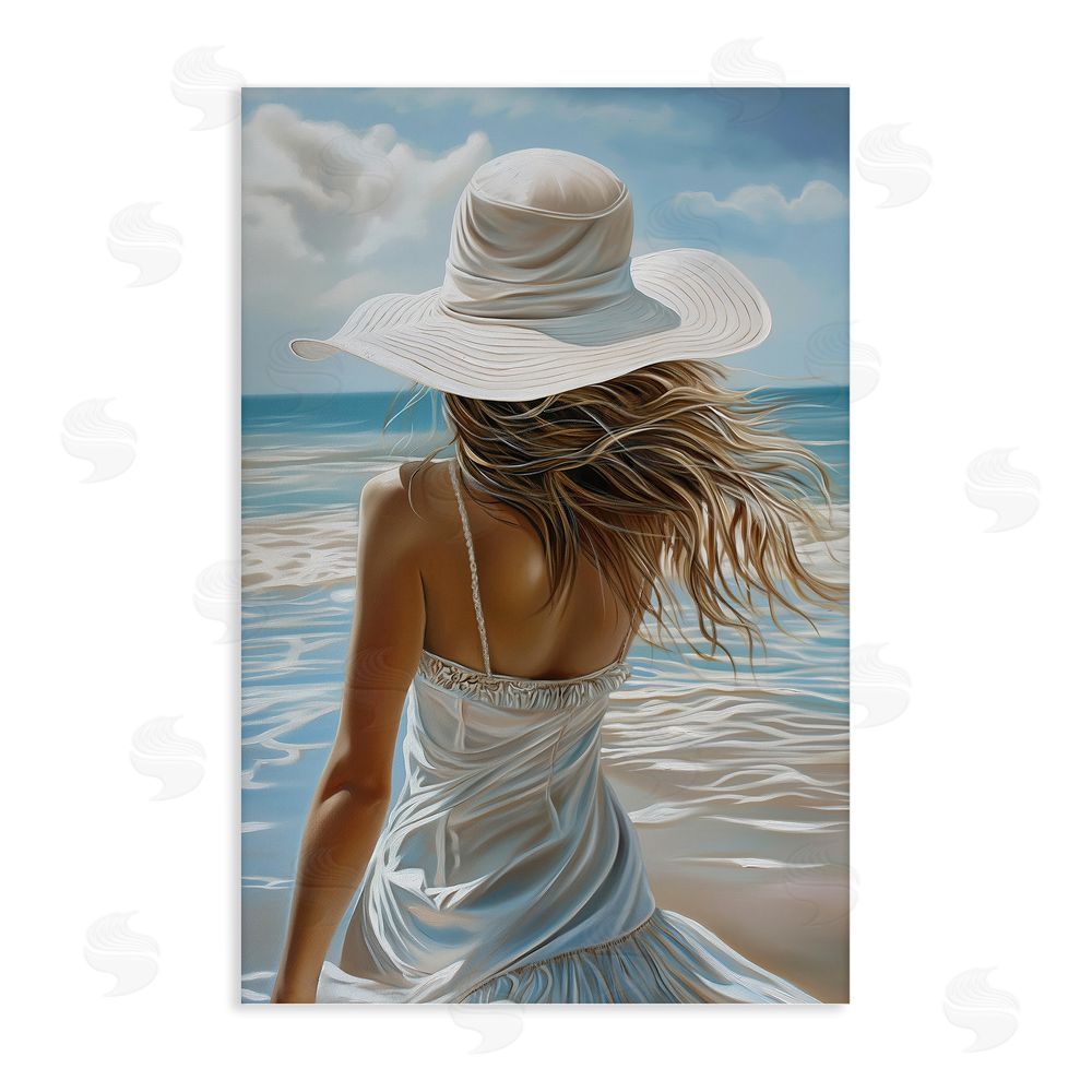 Imagine It Images Seaside Breeze & Flowing Dress Stretched Canvas Wall Art Print