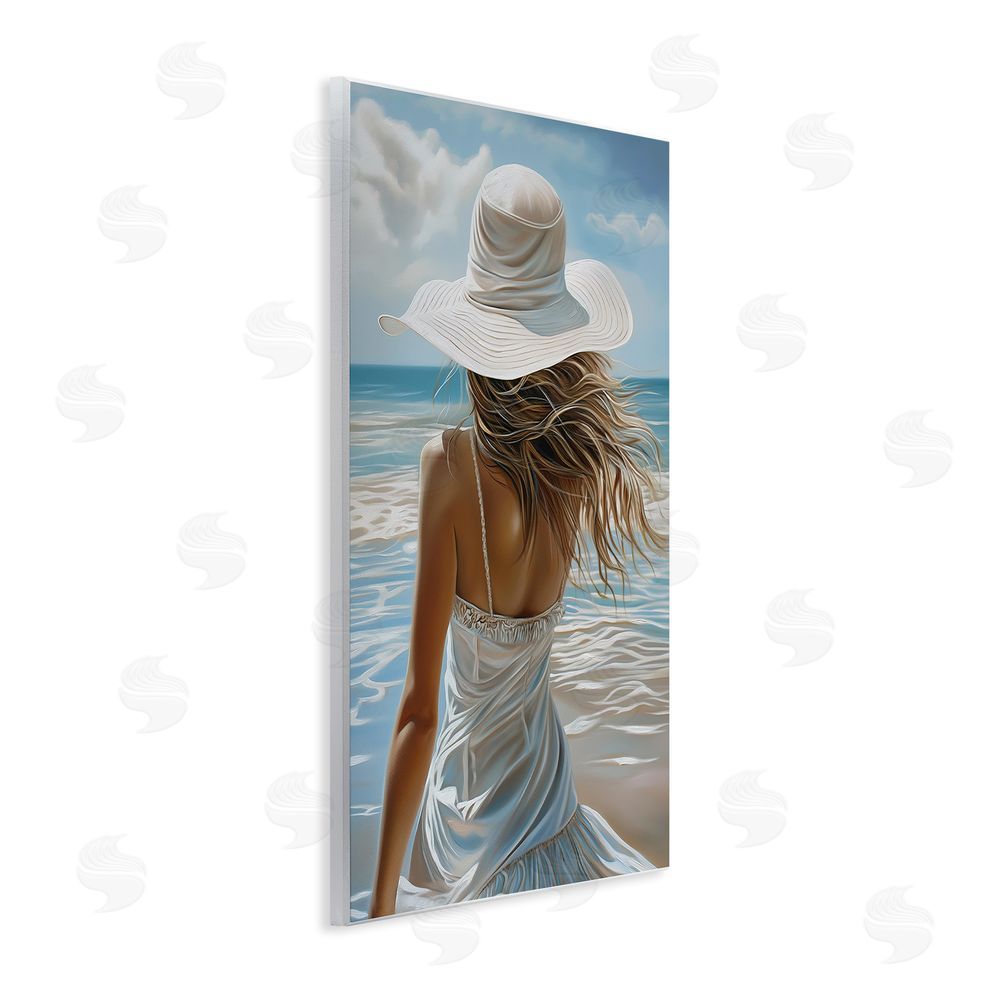 Imagine It Images Seaside Breeze & Flowing Dress Wooden Wall Plaque Art Print