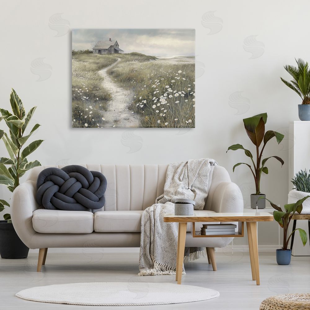 Imagine It Images Pathway To Coastal Cottage Stretched Canvas Wall Art in Room