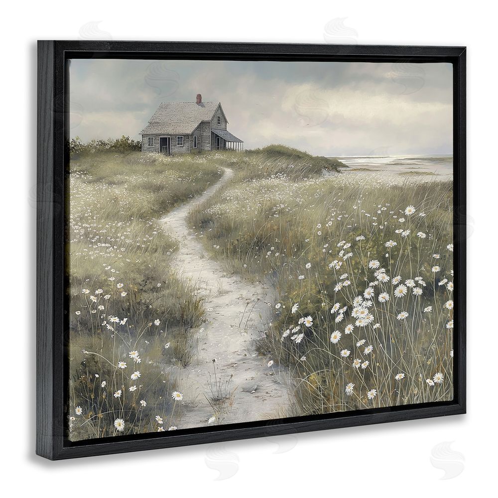 Imagine It Images Pathway To Coastal Cottage Black Floating Frame Canvas Wall Art Print