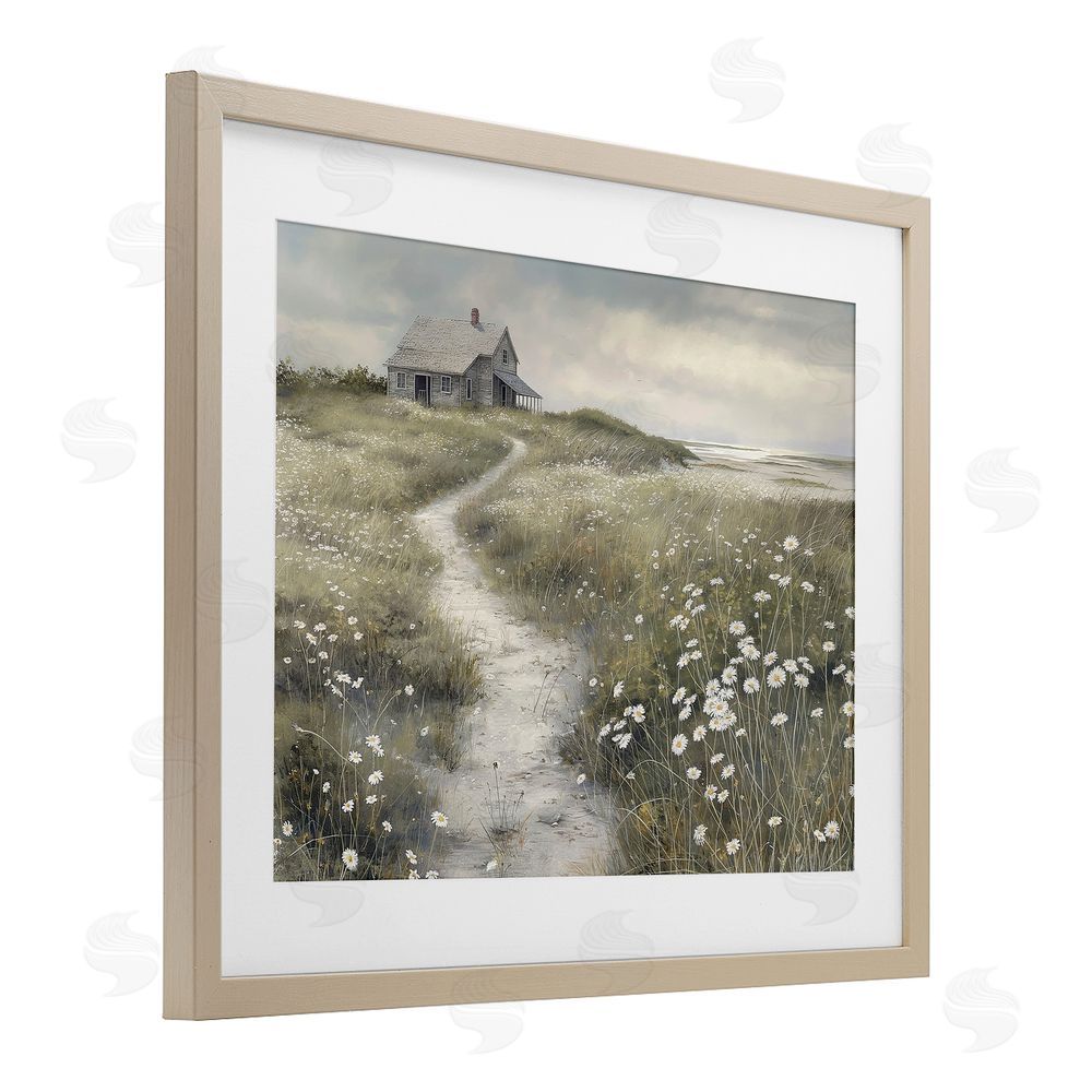 Imagine It Images Pathway To Coastal Cottage Brown Framed Print Under Glass Wall Art