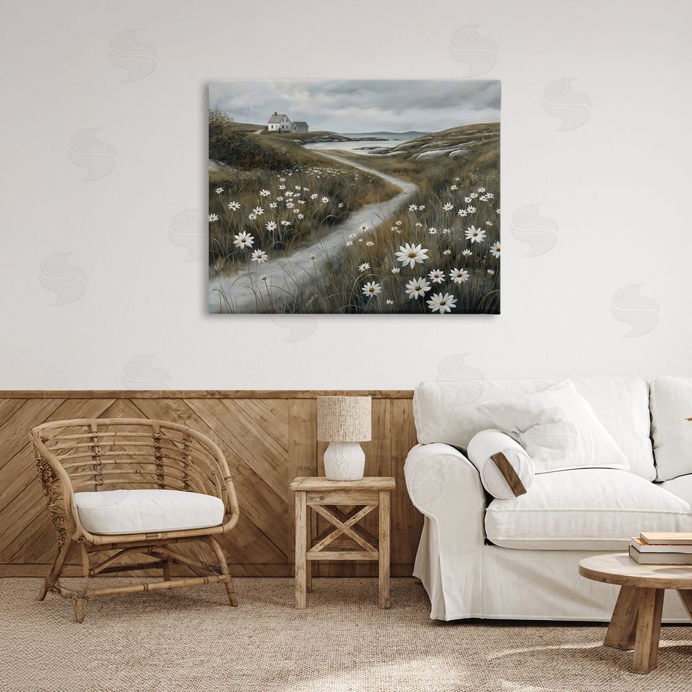 Imagine It Images Daisies Along Coastal Path Stretched Canvas Wall Art in Room