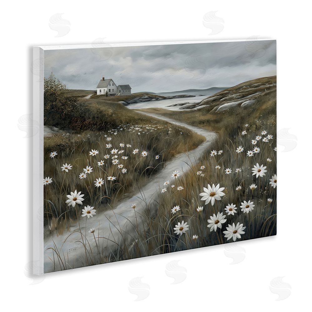 Imagine It Images Daisies Along Coastal Path Wooden Wall Plaque Art Print