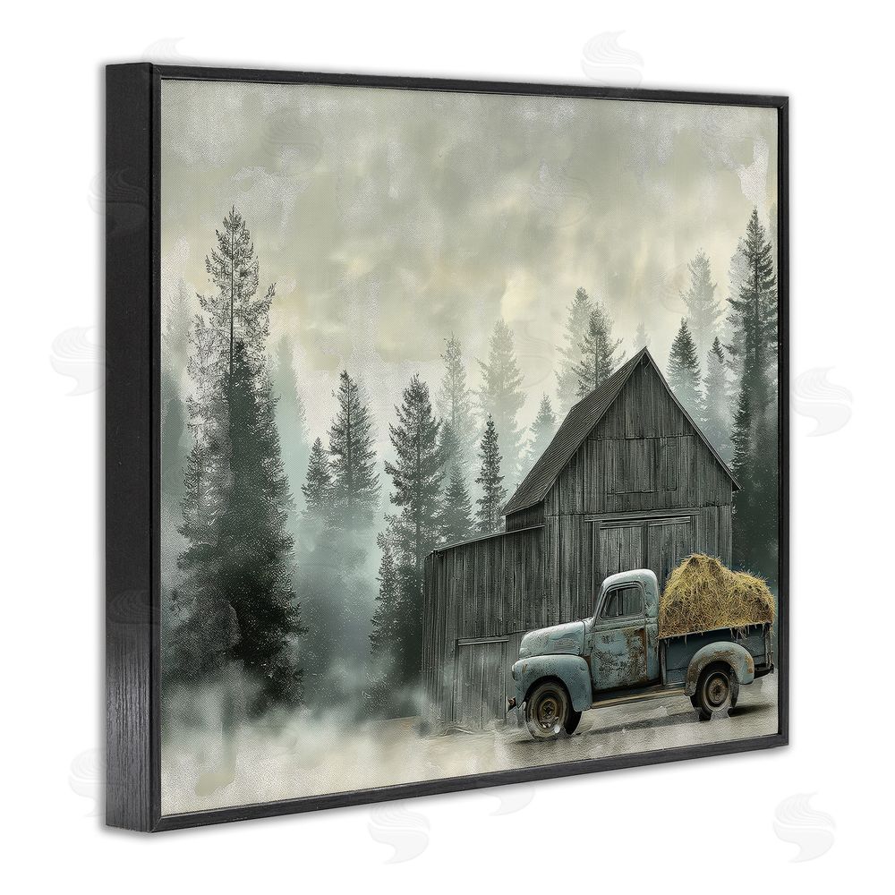 Imagine It Images Vintage Pickup at Misty Barn Black Framed Giclee Wall Art Print