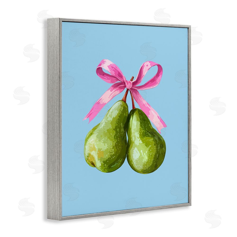Imagine It Images Twin Pears with Ribbon Gray Framed Giclee Wall Art Print