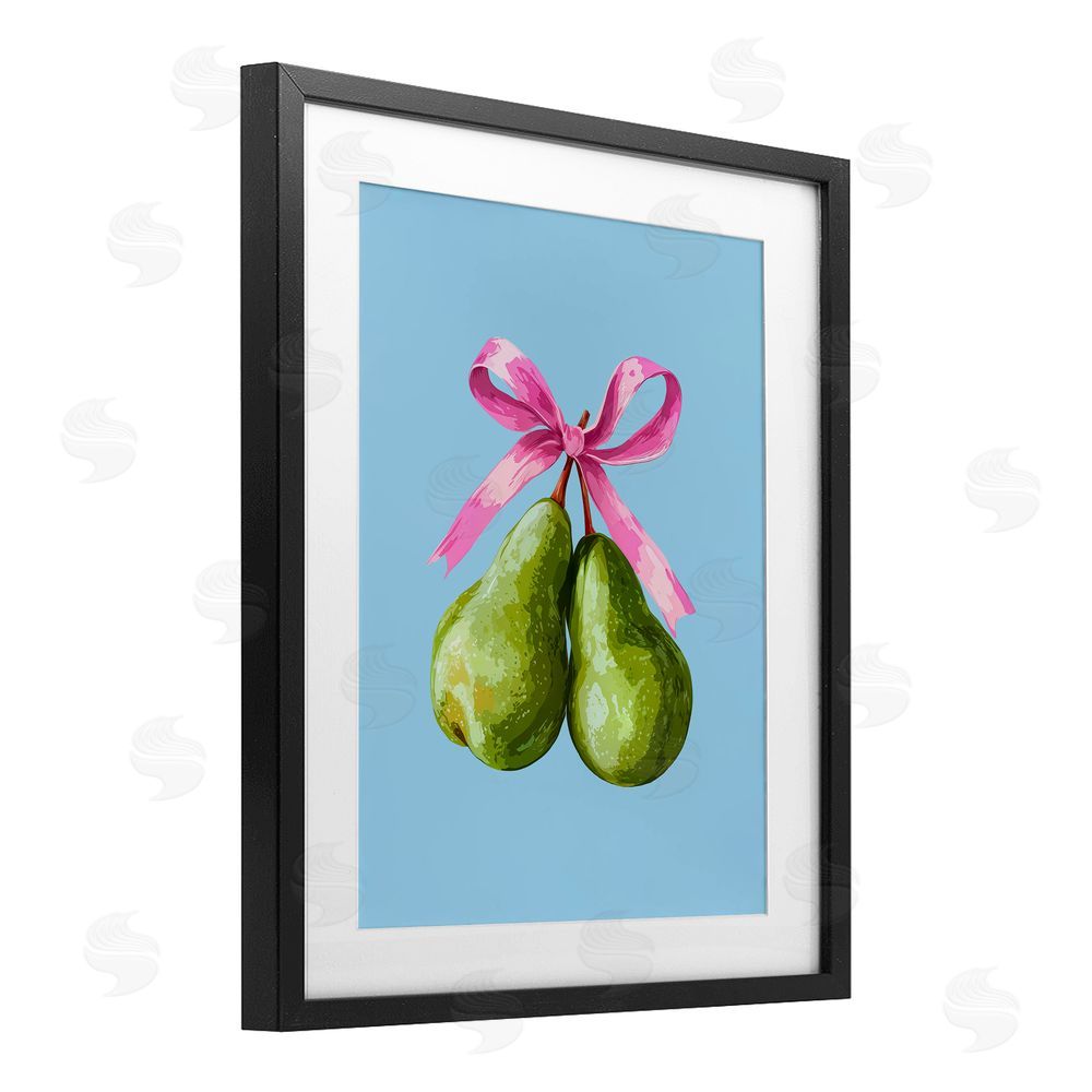 Imagine It Images Twin Pears with Ribbon Black Framed Print Under Glass Wall Art