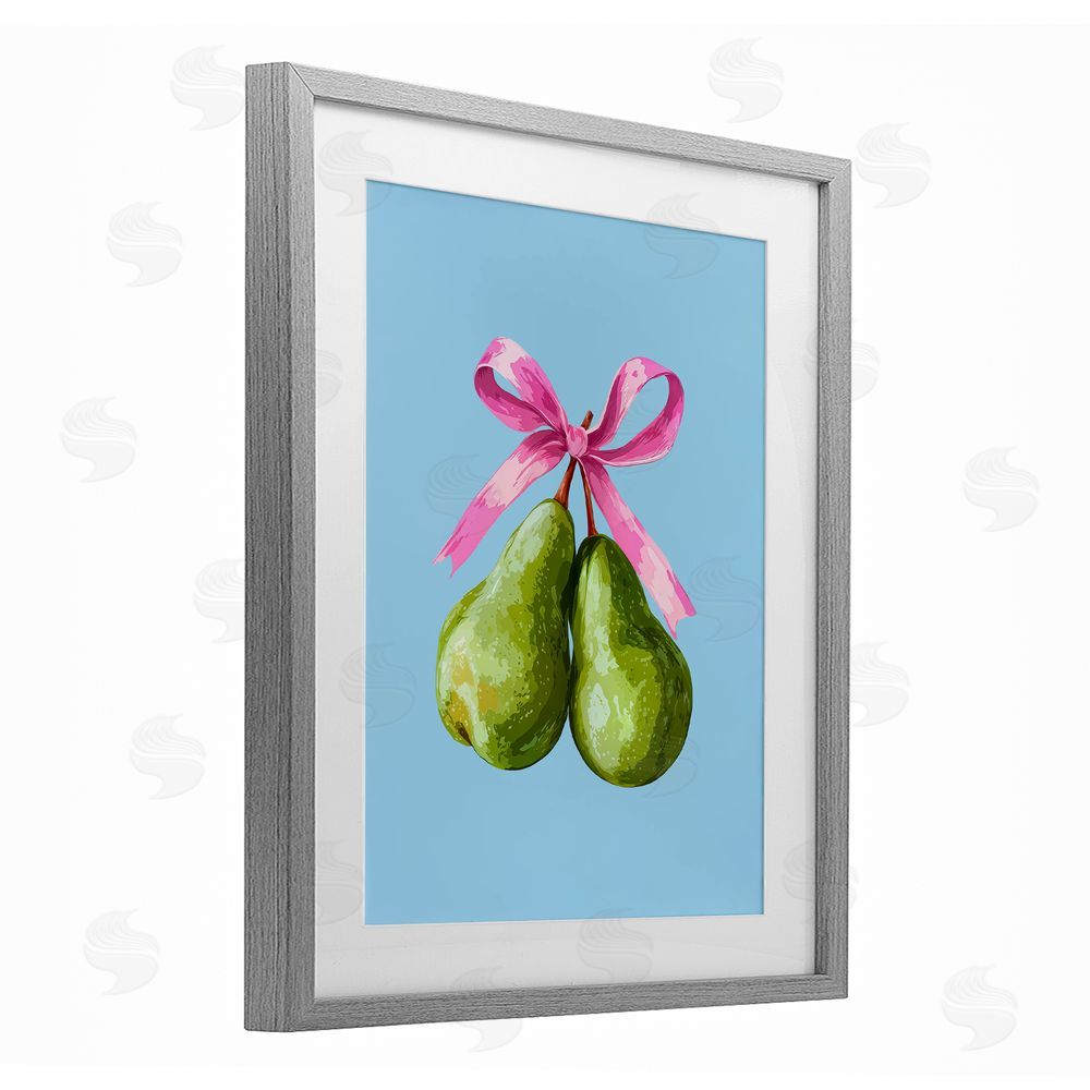 Imagine It Images Twin Pears with Ribbon Gray Framed Print Under Glass Wall Art