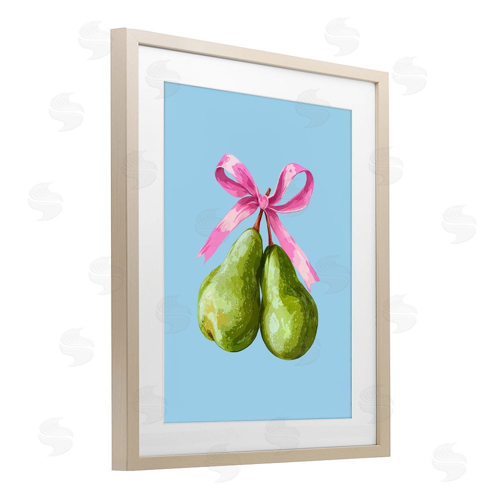 Imagine It Images Twin Pears with Ribbon Brown Framed Print Under Glass Wall Art