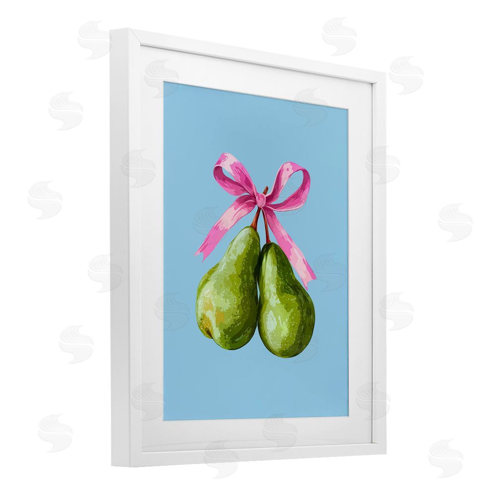 Imagine It Images Twin Pears with Ribbon White Framed Print Under Glass Wall Art