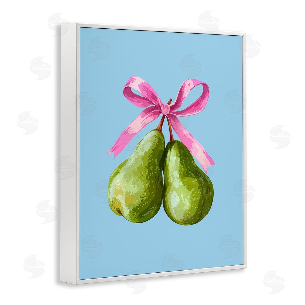 Imagine It Images Twin Pears with Ribbon White Framed Giclee Wall Art Print