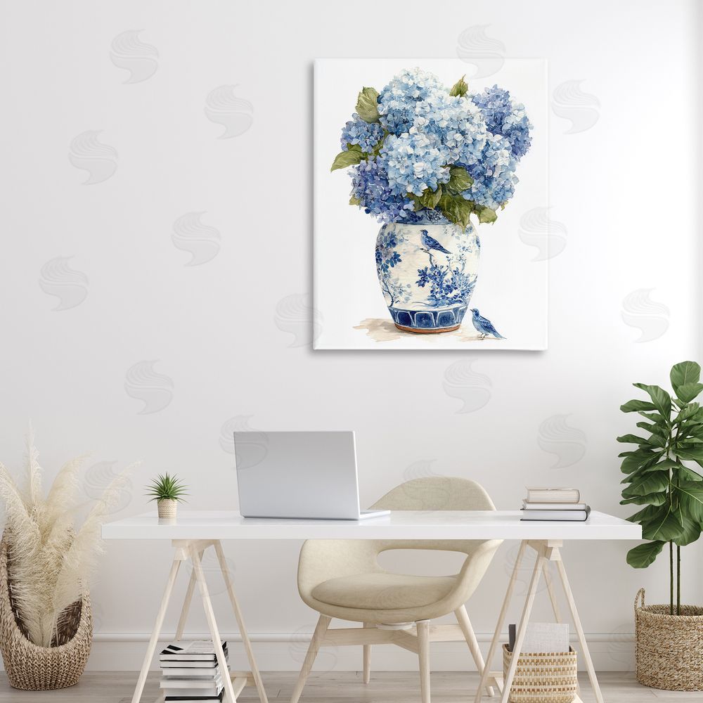 Imagine It Images Blue Bird & Hydrangea Vase 