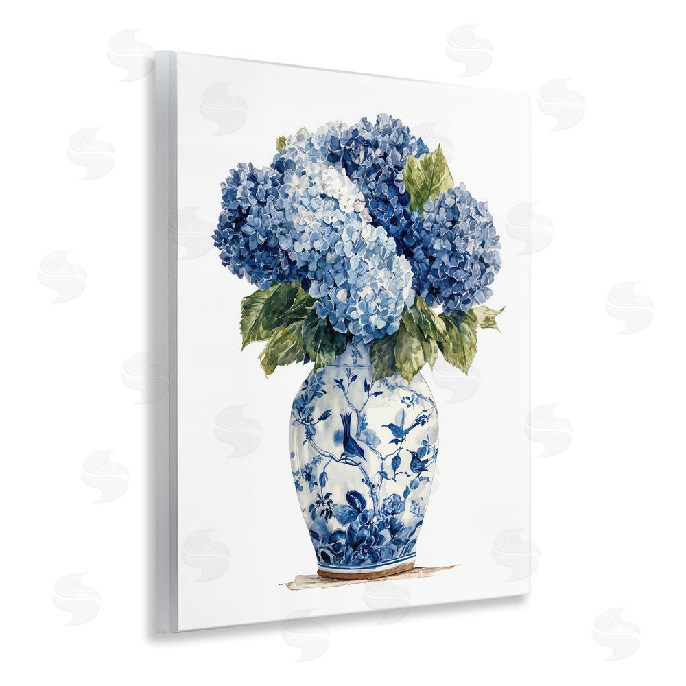 Imagine It Images Blue Hydrangeas in Porcelain Wooden Wall Plaque Art Print