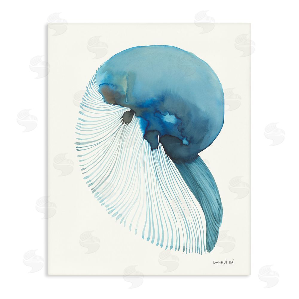 Danhui Nai Blue Shadowed Nautilus Stretched Canvas Wall Art Print