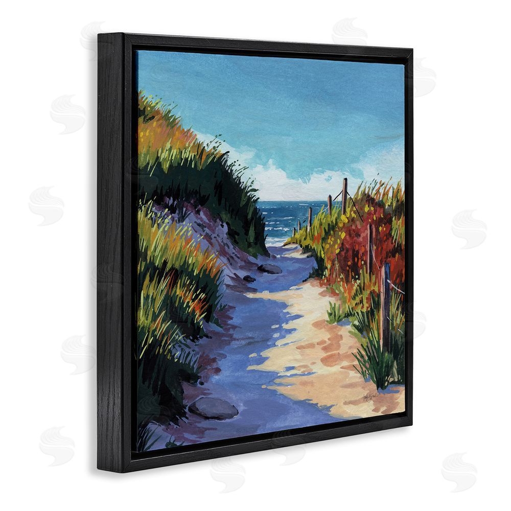 Kate Jarvik Birch Breezy Beach Pathway Black Floating Frame Canvas Wall Art Print