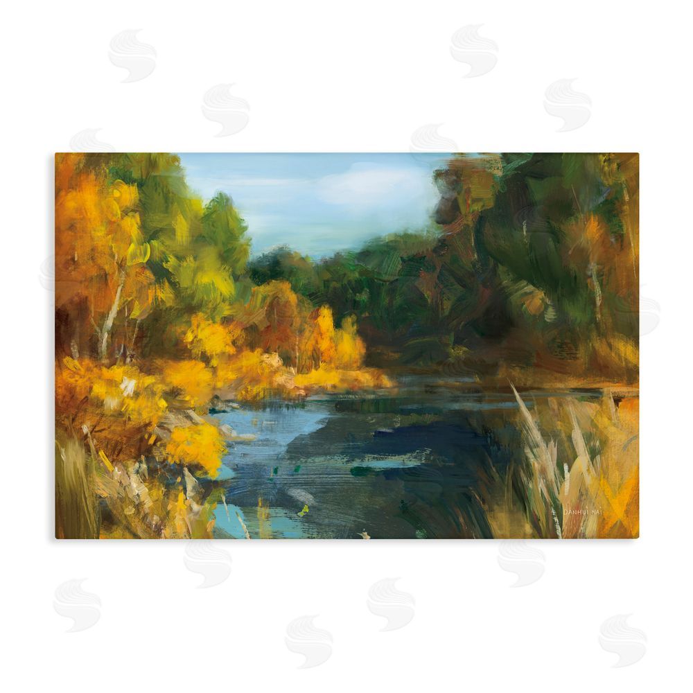 Danhui Nai Autumn River Bend Abstract Stretched Canvas Wall Art Print