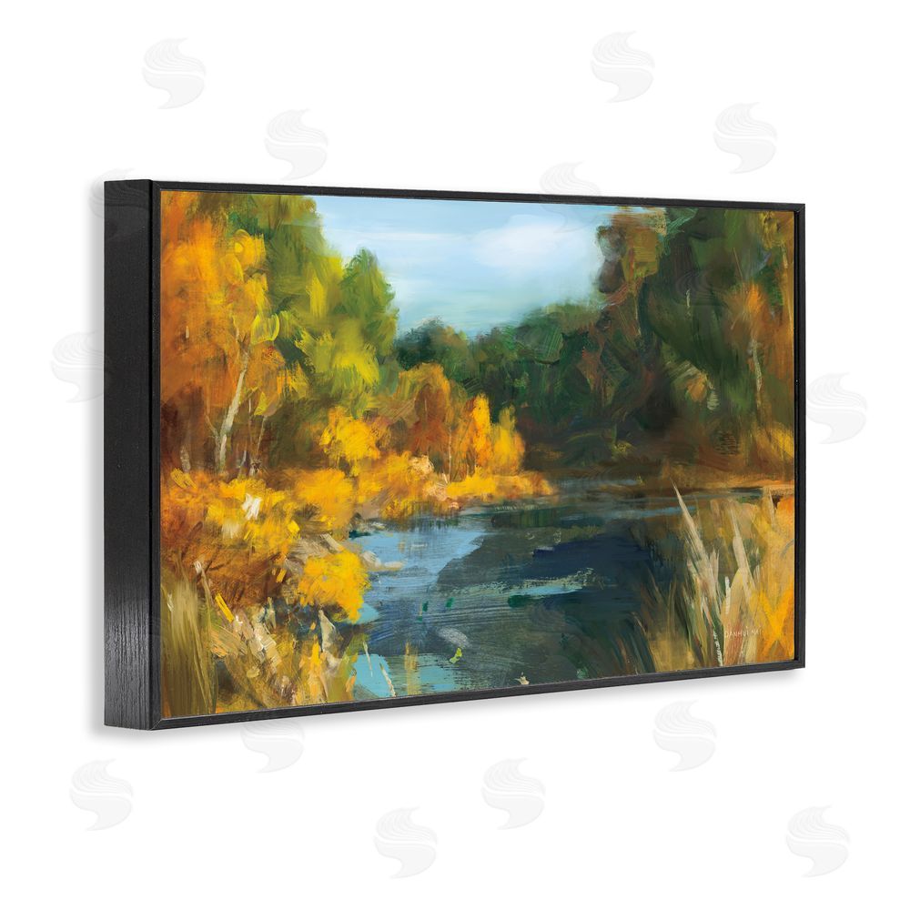 Danhui Nai Autumn River Bend Abstract Black Framed Giclee Wall Art Print