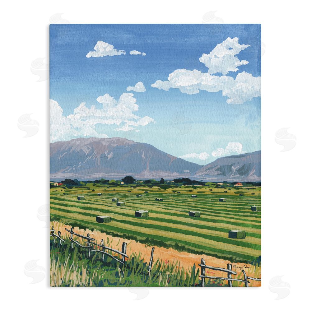 Mackenzie Nelson Back Window Overlooking Hay Fields Stretched Canvas Wall Art Print
