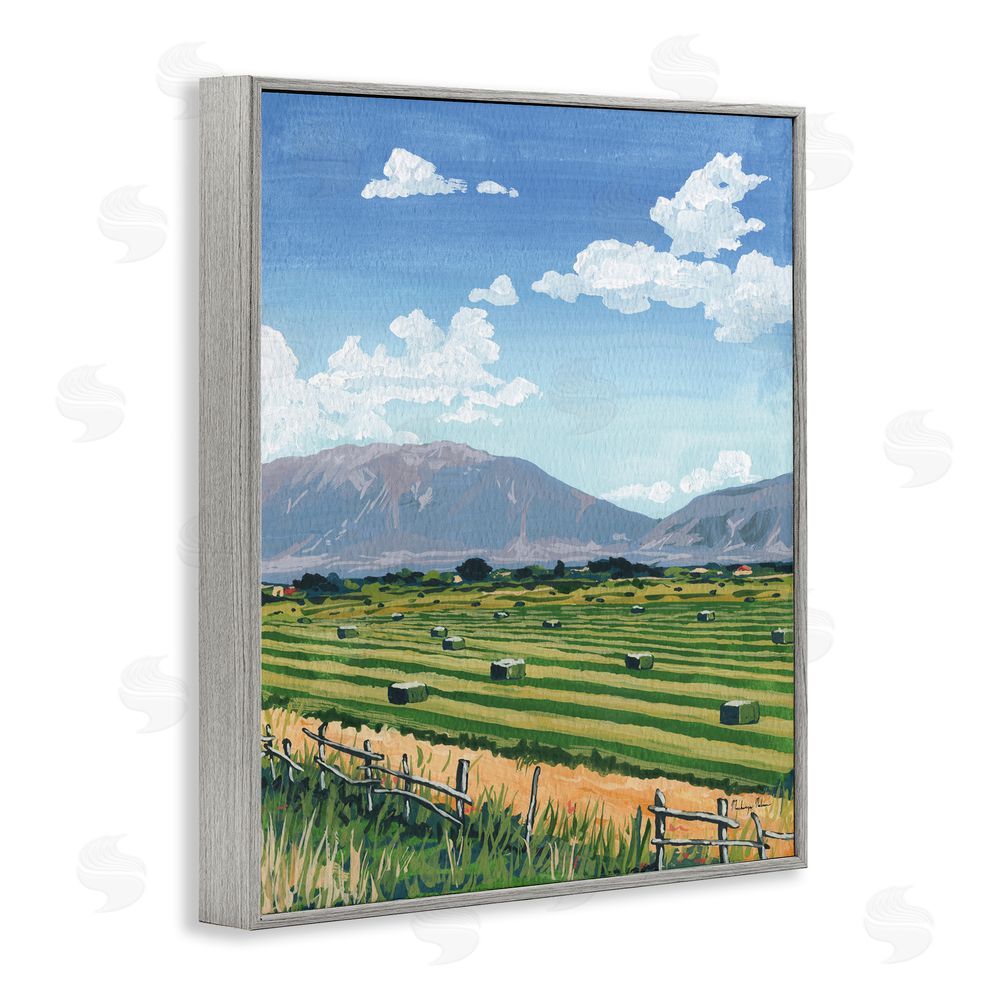 Mackenzie Nelson Back Window Overlooking Hay Fields Gray Framed Giclee Wall Art Print