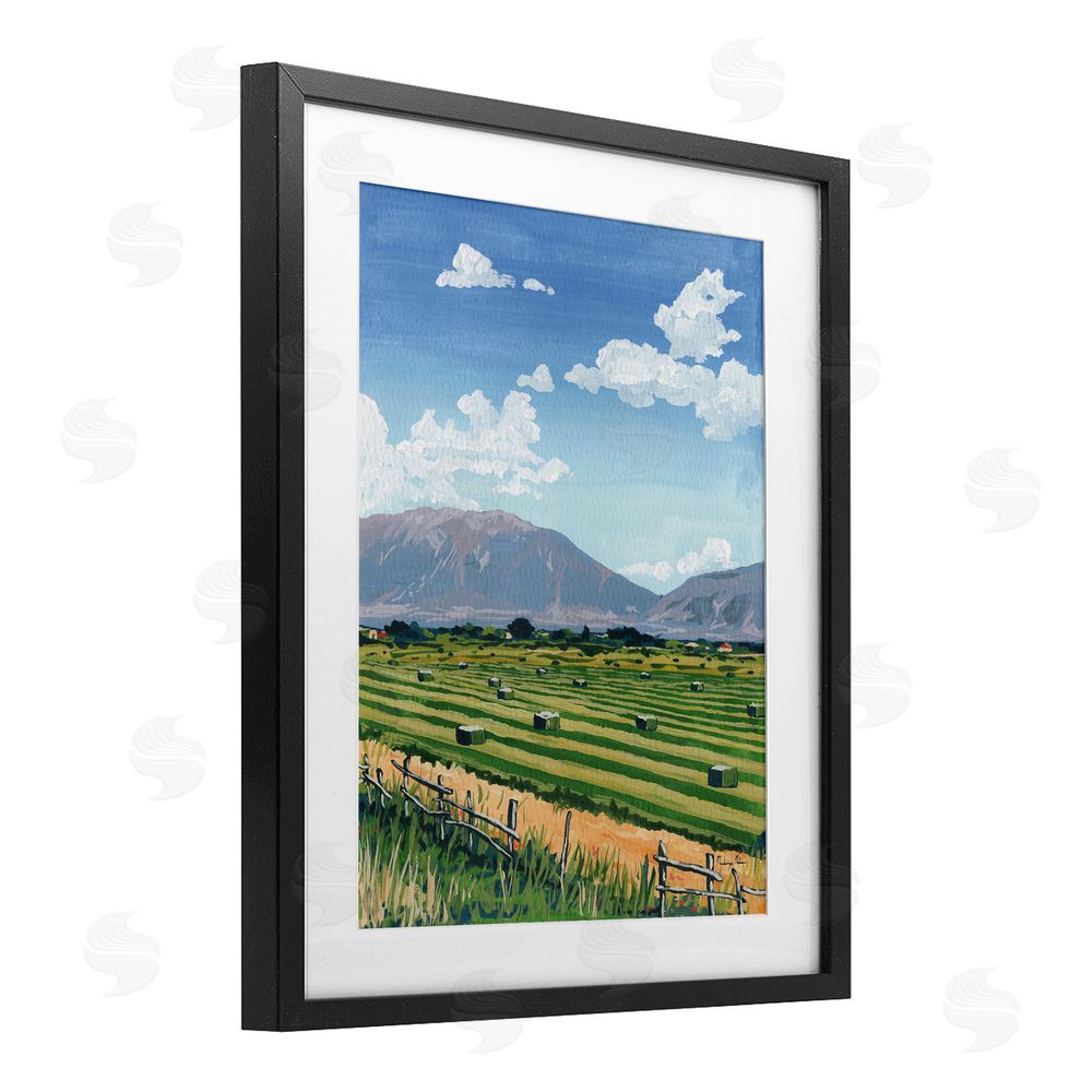 Mackenzie Nelson Back Window Overlooking Hay Fields Black Framed Print Under Glass Wall Art