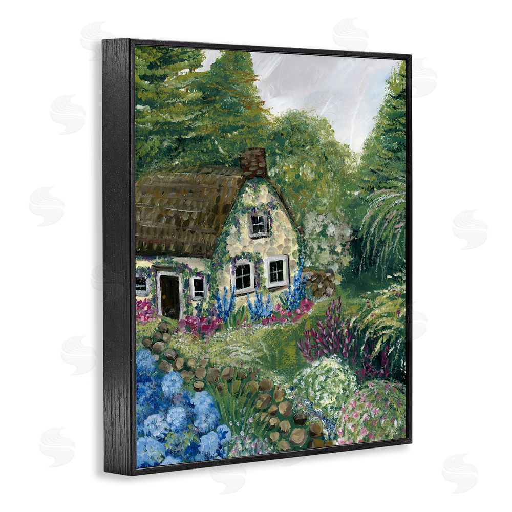 Yvette St. Amant Charming Country Cottage Path Black Framed Giclee Wall Art Print