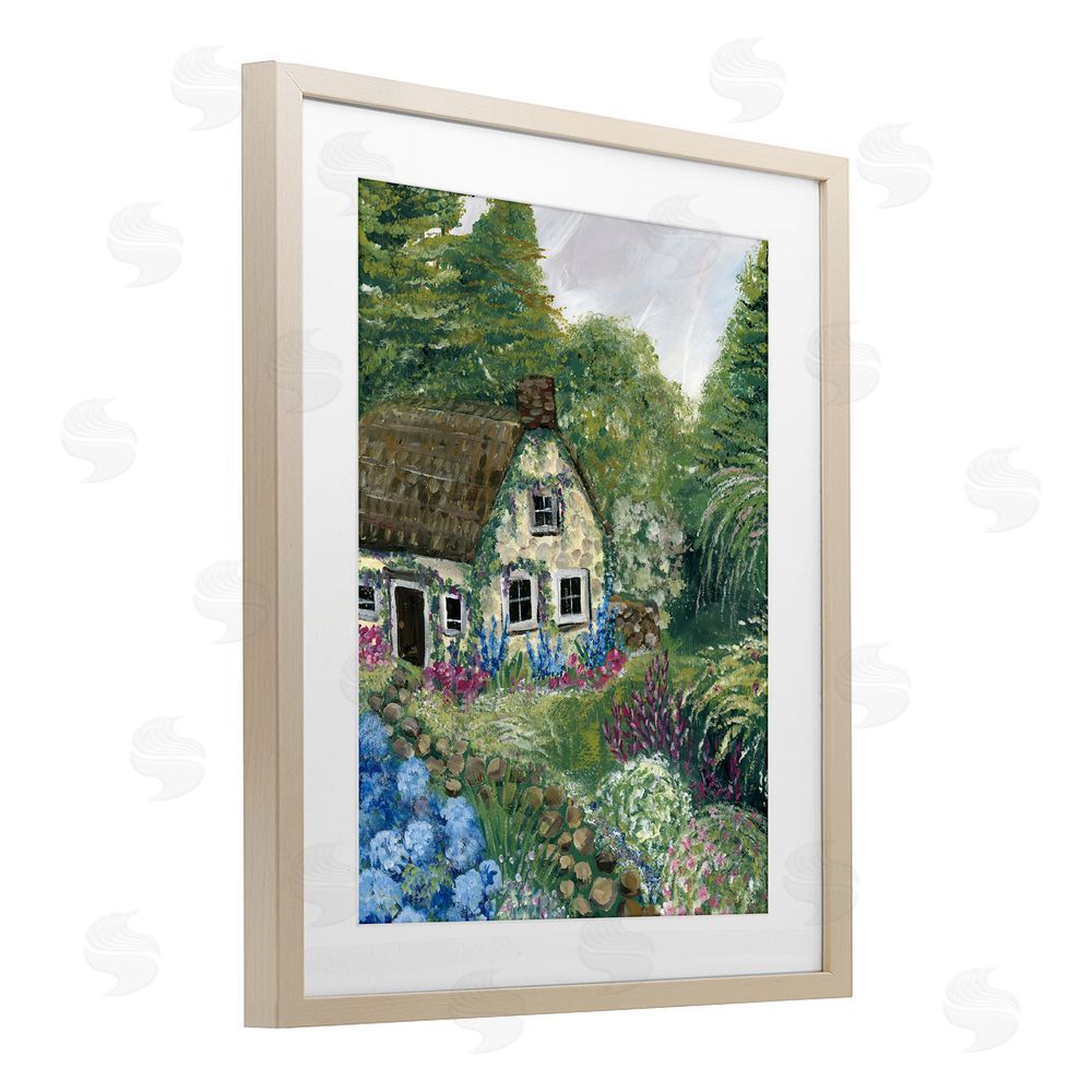 Yvette St. Amant Charming Country Cottage Path Brown Framed Print Under Glass Wall Art