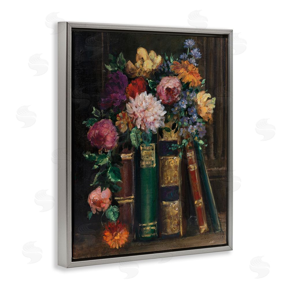 Julia Purinton Books of Beauty Gray Floating Frame Canvas Wall Art Print